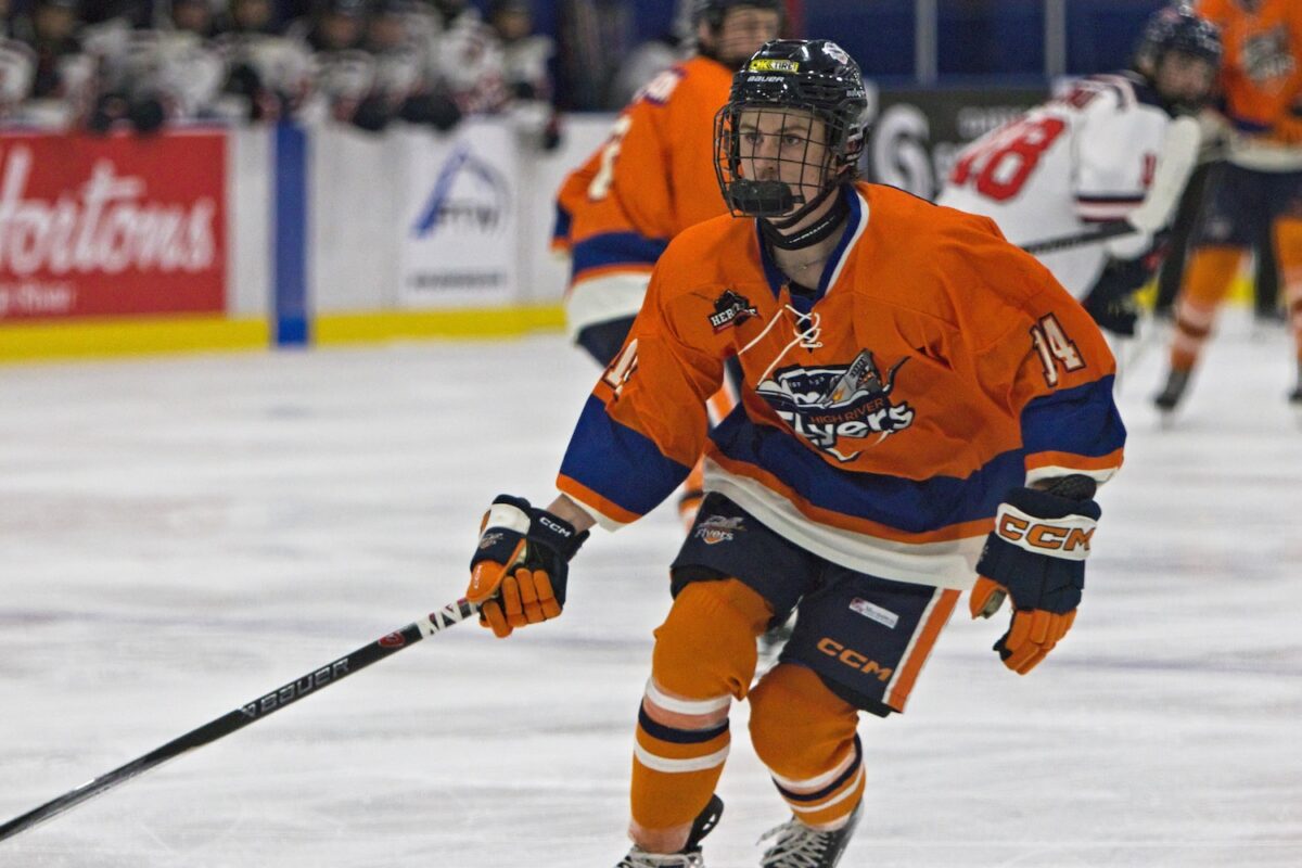 Dane Christensen on the backcheck. (Scott Savard/High River Flyers)