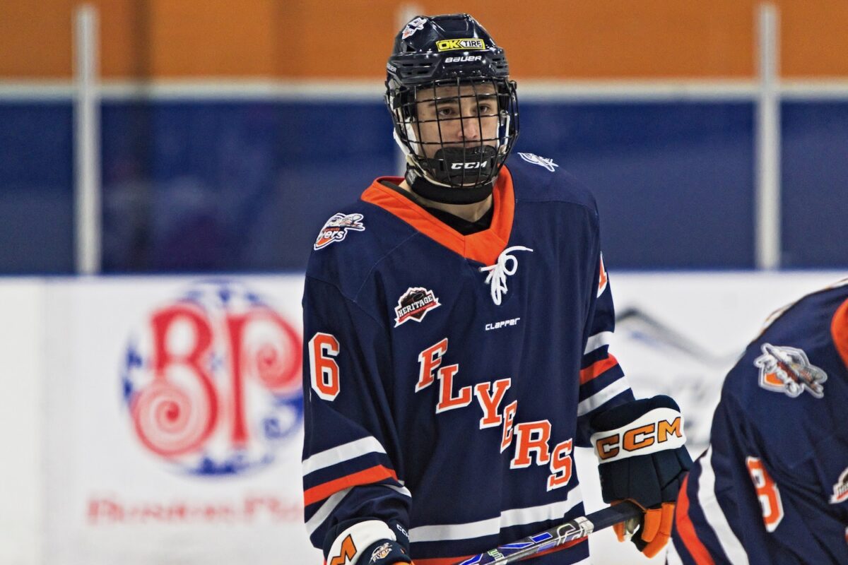 Grayson Griffith in game mode last season. (Scott Savard/High River Flyers)