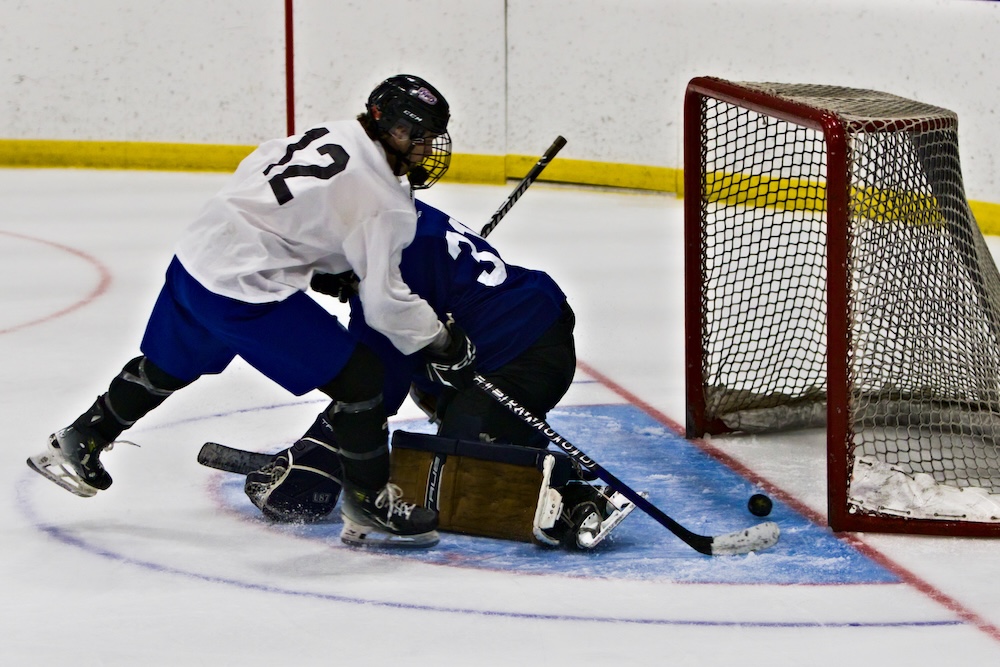 One of many goals scored at the High River Flyers training camp. (Scott Savard/High River Flyers)
