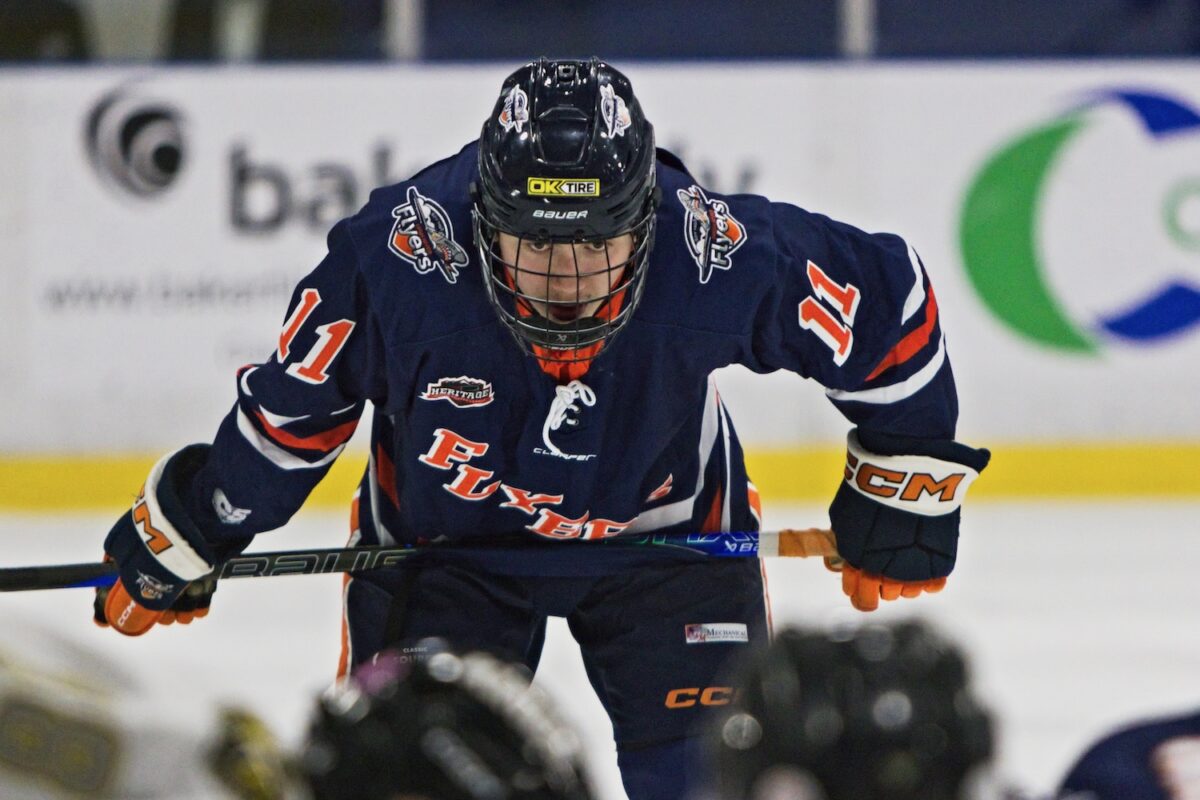 Carson Grimeau focused during a draw. (Scott Savard/High River Flyers)